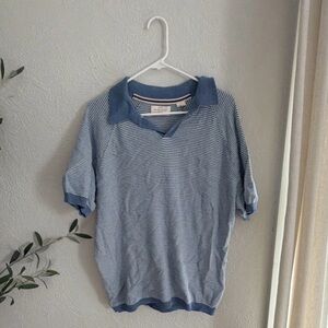 Weatherproof Blue and White Striped Polo Sweater